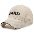 Beige breathable mesh baseball cap with FARD 3D embroidery and decorative brim strap - Khaki / Adjustable