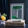 3D dynamic sand art decor with emerald green liquid sand and transparent frame - 5 Inch Mirror Edge Green