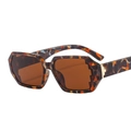 Retro tortoise shell rectangle sunglasses with brown lenses and gold metal hinge accents - C5 Leopard Frame Tea Lens