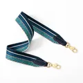 Classic wide woven replacement shoulder strap with blue geometric patterns and gold clips - Standard Type / Blue Gold Buckle