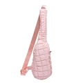 Sac bandoulière rose matelassé en duvet avec sangle nylon ajustable et fermeture éclair - Rose