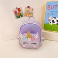 Cute lavender unicorn toddler backpack with sparkly gold horn and purple glitter fabric - Purple