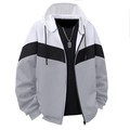 Veste à capuche pour homme avec patchwork tricolore blanc, noir et gris à zip - S / Gris