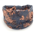 Gray Bohemian paisley print wide elastic cotton headband for women sporty style - 31-Gray Orange Floral