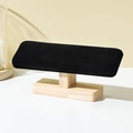 Solid wood T-bar jewelry display stand with black velvet surface for watches and bracelets - Black Velvet