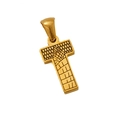 Titanium steel gold-plated pendant featuring letter T with geometric textured patterns - T-Single Pendant