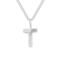 DIY personalized silver letter T pendant necklace with radiant texture on fine chain - Letter T / Steel Color
