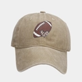 Vintage khaki gewassen katoenen baseballpet met luipaardprint en voetbal - Verstelbaar / Khaki