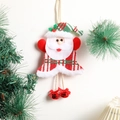 Santa Claus hanging ornament with striped knit hat, cloth beard, and metal bell legs - Bell Santa