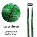 Extension per capelli tinsel verde laser con clip, 50cm x 3,5cm per acconciature da festa - Verde laser