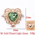 Baroque light green heart crystal pendant in golden openwork frame for DIY jewelry - Light Green (KC Gold Plated) / Large (26mm x 22mm)