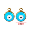 Golden 6mm blue enamel evil eye charm pendant made of stainless steel for DIY jewelry - 6mm / Sky Blue White