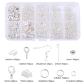 Silver jewelry making starter kit with mixed DIY findings and organizer box - Silver Jewelry Findings Box
