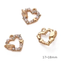 Golden heart-shaped metal charms with pearls and rhinestones for Y2K jewelry making - Gold Heart White Pearl Rhinestone