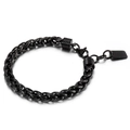 Men's matte black wheat chain woven bracelet in durable stainless steel with lobster clasp - Style D / Black