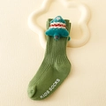 Detailed knit texture of green kids Christmas sock with a plush 3D tree accessory - S (0-1 Years) / Green (Christmas Tree)