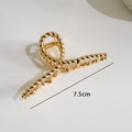 7.5cm gold-toned metal hair claw clip with a refined twisted rope texture for women - Twisted Rope