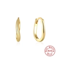 Pendientes de plata de ley S925 con ondas retorcidas en acabado dorado y sello S925 - Plata 925 / Color Dorado-Estilo 1