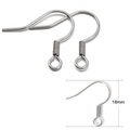 Silver stainless steel French ear hook with spring and 18mm height for DIY jewelry making - 18mm / Steel