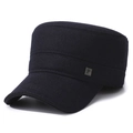 Gorra cadet de invierno para hombre en azul oscuro con orejeras y escudo de metal F - Azul marino