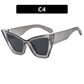 Cat eye sunglasses in translucent grey frame with dark lenses, model C4 for women - Translucent Grey Frame Grey Lens