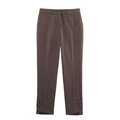 Damen Herbst Freizeitanzughose in Dunkelbraun mit stilvollen Knöpfen am Hosenbeinabschluss - XS / Braune Hose