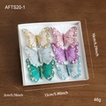 Set di 6 farfalle decorative natalizie glitterate in colori assortiti con perle e scatola - Farfalla Colorata Stile A