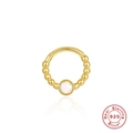 Gold plated 925 sterling silver cartilage hoop with opal stone and beaded design - Gold Single #6 (Opal Bead)