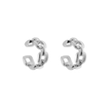 Silver cuban chain cuff earrings in minimalist hip hop style for non-pierced ears - JQH0142-Silver Ear Cuff
