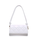 Minimalist white crossbody bag featuring quilted flap and unique knotted shoulder strap - White