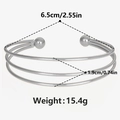 Vista dettagliata del bracciale rigido in acciaio inox 304 con dimensioni e peso - Colore Acciaio (Q83-S)