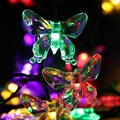 Solar powered butterfly LED string lights with crystal-cut texture for outdoor garden decor - 6.5m 30 LEDs / Warm Tone