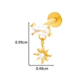 Titanium gouden labret piercing met witte edelsteen en achtpuntige ster hanger detail - Rechthoekige Zirkonia Ster Hanger Stijl (T2535-3# Goud)