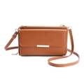Petit sac bandoulière marron pour téléphone avec bandoulière réglable et détails dorés - Brun Caramel