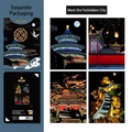 Artistic scratch painting set featuring four iconic Beijing city landmarks with gift box - Forbidden City Theme (4 Sheets)