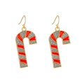 Christmas candy cane drop earrings in red and silver glitter with gold hooks - Red Silver Sequined Candy Cane Style (2999)