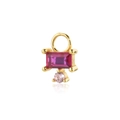 Elegant gold pendant with rectangular and round pink zircons on a clean white background - Style D (Pink Square)