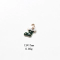 Detail of green and gold enamel Christmas stocking pendant charm, 13x17mm size - No.28 Solid Green Sock
