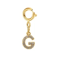 Elegant gold-plated letter G pendant charm with sparkling pave-set cubic zirconia stones - Letter Pendant-G