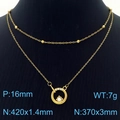 Double-layered 18K gold plated star necklace with hollow ring and diamond pendant - Hollow Ring Style (KN250367-SY)