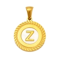 Polished round golden stainless steel pendant featuring a central capital letter Z - Letter Z (S-P005-Z)