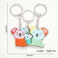 Detailed size and weight view of a cute 3-piece koala animal puzzle wooden keychain set - Koala Family of Three Style 2