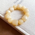 Minimalist square beaded acrylic bracelet in creamy yellow with sand marble texture - White