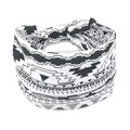 Elastic cotton headband with black and white bohemian paisley pattern for women - 34-Black White Tribal
