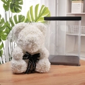 White rose bear with black ribbon and bridal veil in a clear gift display case - Wedding Bear+40CM Box+Light / Pure White