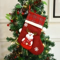 Christmas stocking candy bag with reindeer doll and snowflake pattern hanging on tree - Elk