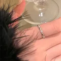 Bague ouverte élégante en forme de cœur argenté avec une série de motifs de cœurs 3D - 40# Bague-Coeur Argent