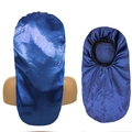 Cuffia da notte lunga in raso blu reale con ampia fascia elastica per capelli - Taglia unica / Blu navy
