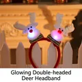 Glowing reindeer headband with festive red scarf and flashing lights for Xmas parties - LED Dual (Reindeer)
