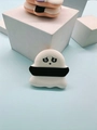 Cute sushi-shaped marshmallow makeup sponge in white with a charming cartoon face - Ghost 11 (Black Nori Band)